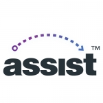Dotted arch arrow above the word Assist