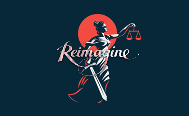 Reimagine Justice Podcast women holding sword and justice scale